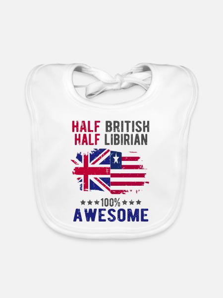 Half British Half Libyan - Organic Baby Bibs - white - Front