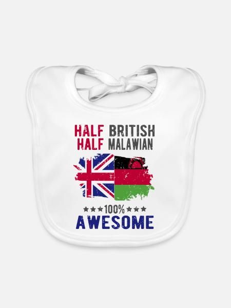 Half British Half Malawi - Organic Baby Bibs - white - Front