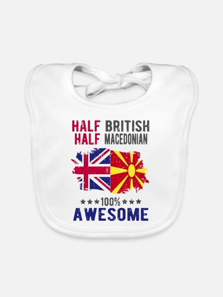 Moitié britannique moitié macédonien - Bavoir bio Bébé - blanc - Devant