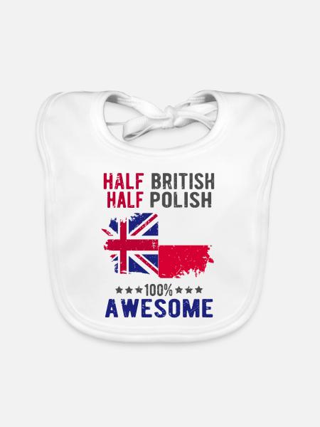 Half British Half Singaporean - Organic Baby Bibs - white - Front