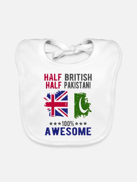 Half British Half Pakistanis - Organic Baby Bibs - white - Front