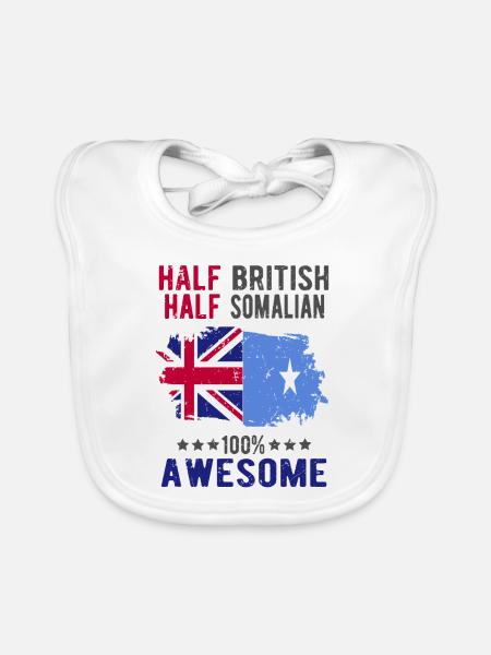 Moitié britannique moitié somalien - Bavoir bio Bébé - blanc - Devant