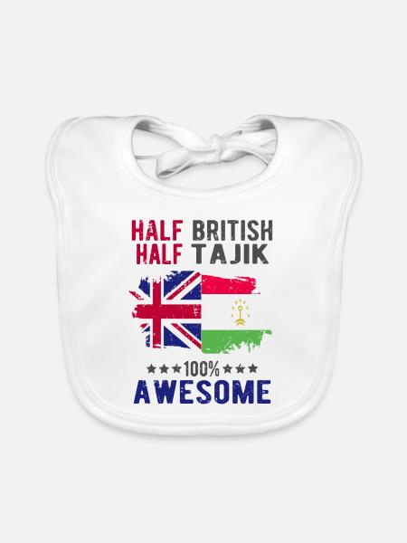 Half British Half Tajik - Organic Baby Bibs - white - Front