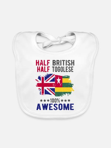 Moitié britannique moitié tongolese - Bavoir bio Bébé - blanc - Devant