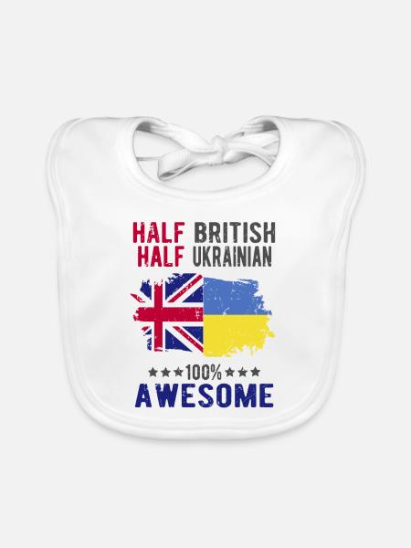 Moitié britannique moitié ukrainienne - Bavoir bio Bébé - blanc - Devant