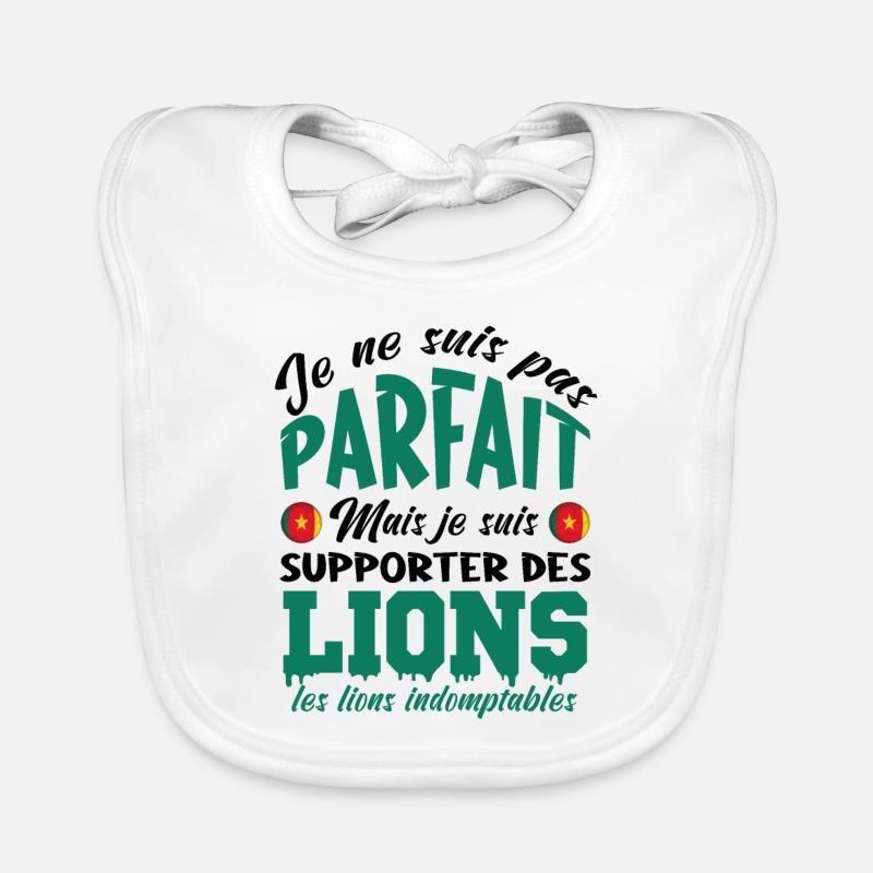 je supporte Les Lions indomptables, Cameroun Bavoir bio Bébé