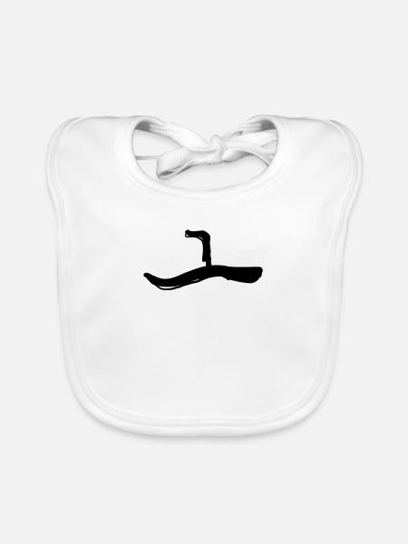 Korean letter O - Organic Baby Bibs - white - Front