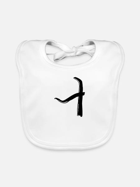 Korean letter Ui - Organic Baby Bibs - white - Front