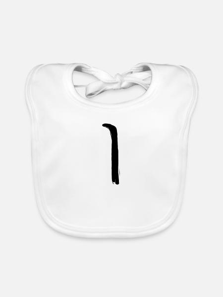 Korean letter I - Organic Baby Bibs - white - Front