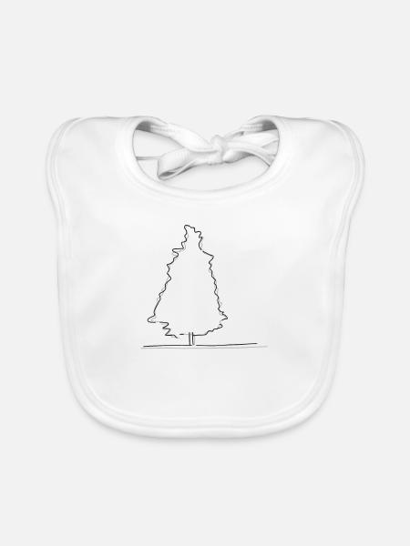 Baum Lineart - Baby Bio-Lätzchen - Weiß - Vorne