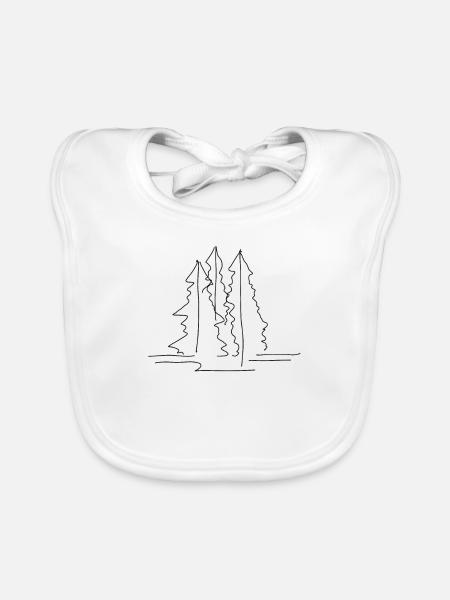 Baum Wald Lineart - Baby Bio-Lätzchen - Weiß - Vorne