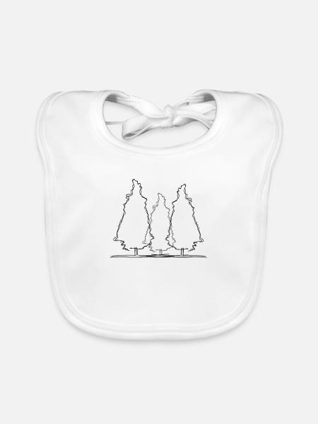 Baum Wald Lineart - Baby Bio-Lätzchen - Weiß - Vorne