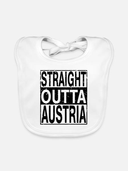Austria Straight outta Austria - Organic Baby Bibs - white - Front