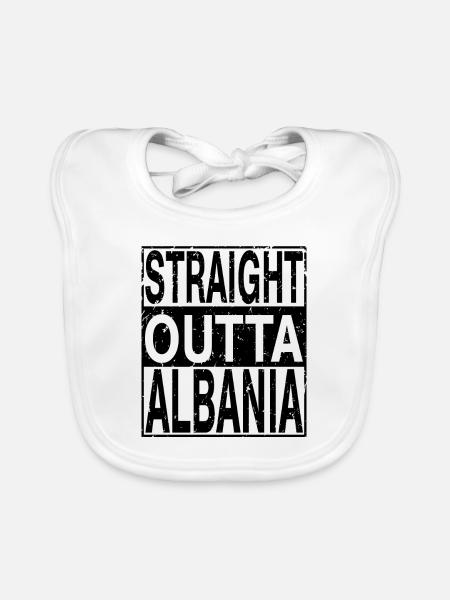 Albania Straight outta Albania - Organic Baby Bibs - white - Front