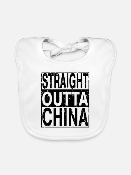 China Straight outta China - Organic Baby Bibs - white - Front