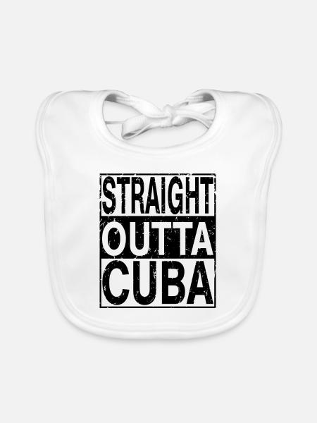 Kuba Straight outta Kuba - Baby Bio-Lätzchen - Weiß - Vorne