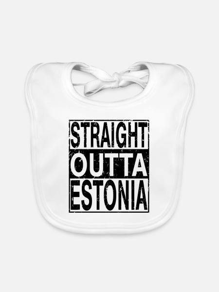 Estland Straight outta Estland - Baby Bio-Lätzchen - Weiß - Vorne