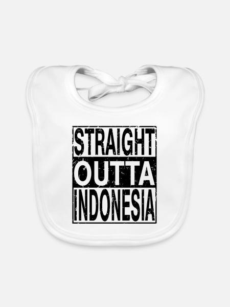 Indonesien Straight outta Indonesien - Baby Bio-Lätzchen - Weiß - Vorne
