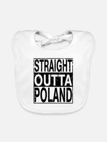 Poland Straight outta Poland - Organic Baby Bibs - white - Front