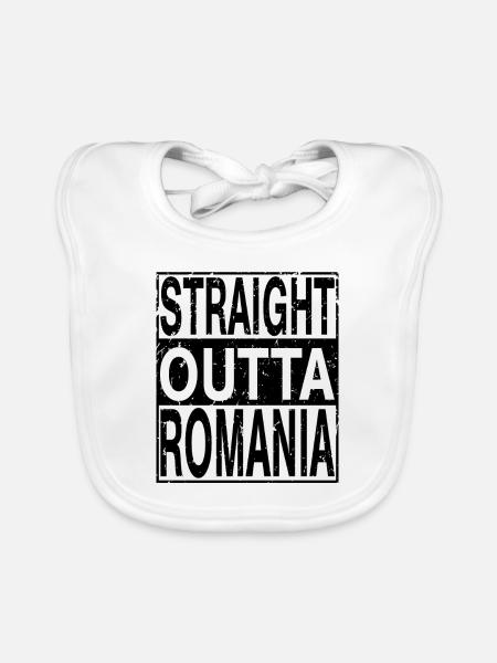 Roumanie Tout droit sorti de Roumanie - Bavoir bio Bébé - blanc - Devant