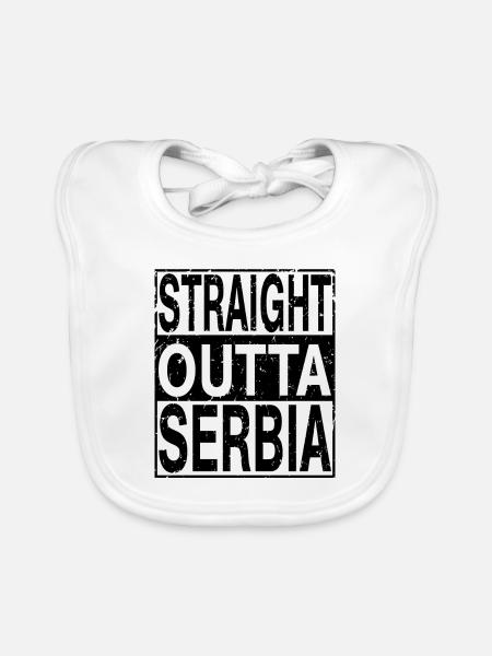 Serbie Straight outta Serbie - Bavoir bio Bébé - blanc - Devant