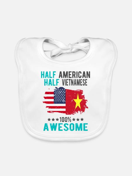 Halb Amerikaner Halb Vietnamese - Baby Bio-Lätzchen - Weiß - Vorne