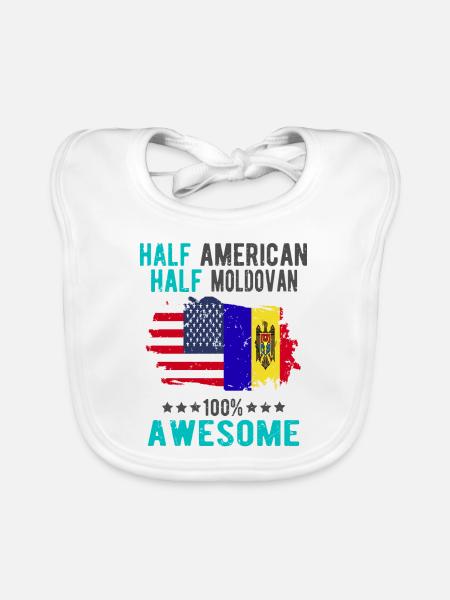 Half American Half Moldovans - Organic Baby Bibs - white - Front