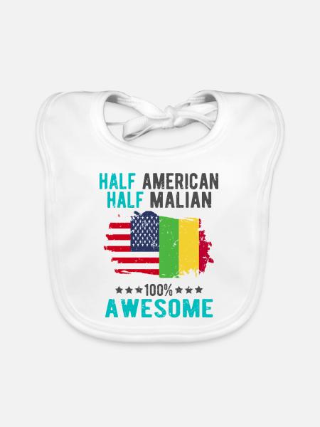 Half American Half Malian - Organic Baby Bibs - white - Front