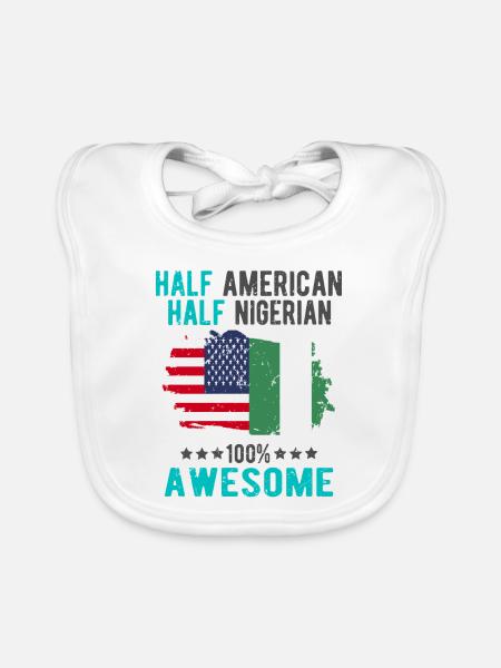 Halb Amerikaner Halb Nigerianer - Baby Bio-Lätzchen - Weiß - Vorne
