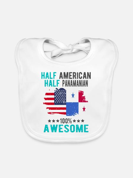 Half American Half Panamania - Organic Baby Bibs - white - Front