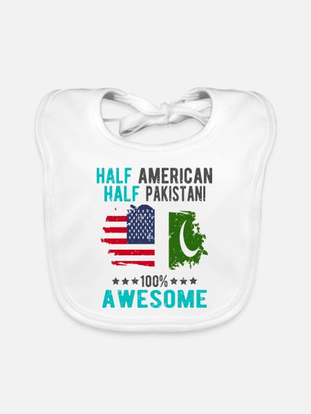 Half American Half Pakistani - Organic Baby Bibs - white - Front