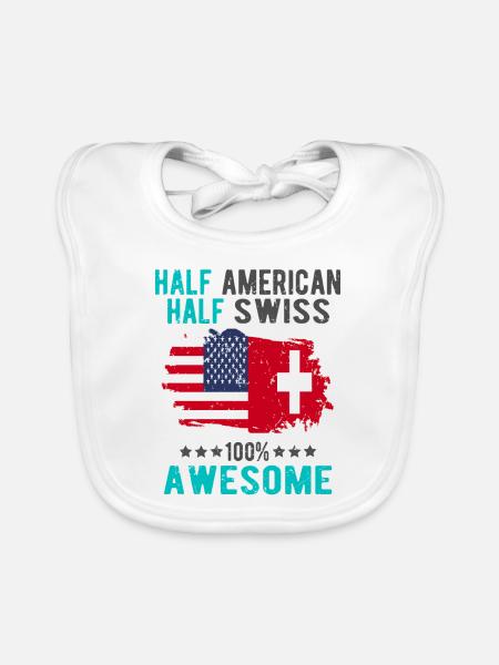 Half American Half Swiss - Organic Baby Bibs - white - Front