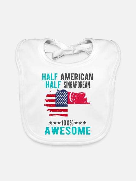 Half American Half Singaporean - Organic Baby Bibs - white - Front