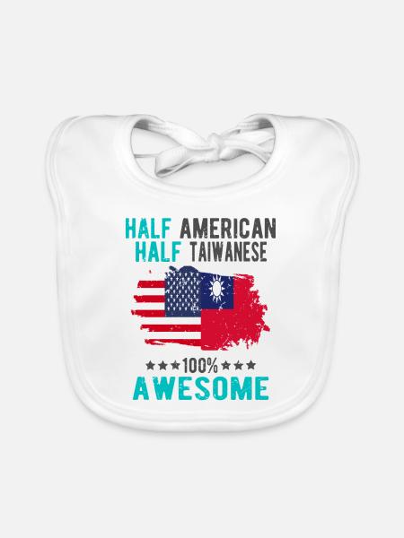 Half American Half Taiwanese - Organic Baby Bibs - white - Front