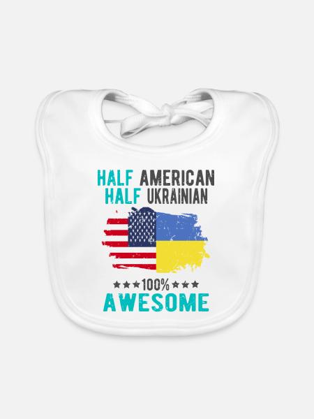 Moitié américain moitié ukrainien - Bavoir bio Bébé - blanc - Devant