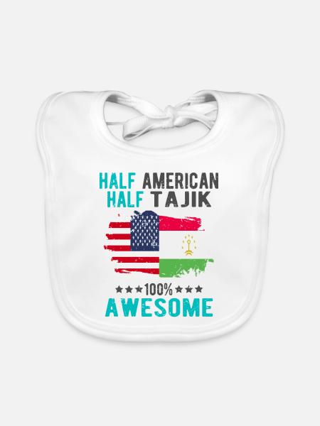 Half American Half Tajiks - Organic Baby Bibs - white - Front