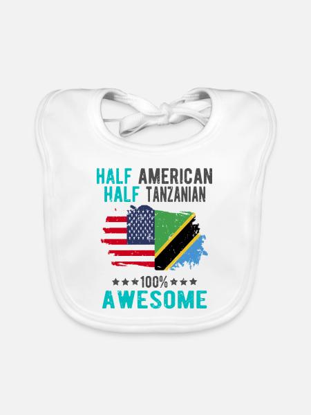 Half American Half Tanzanian - Organic Baby Bibs - white - Front