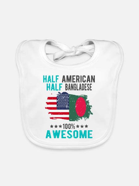 Half American Half Bangladeshi - Organic Baby Bibs - white - Front