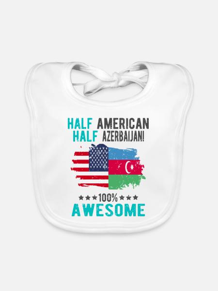 Half American Half Azerbaijani - Organic Baby Bibs - white - Front