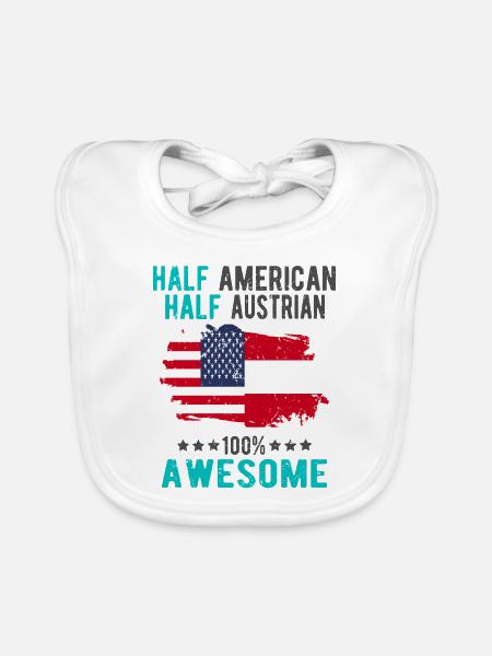 Half American Half Austrian - Organic Baby Bibs - white - Front
