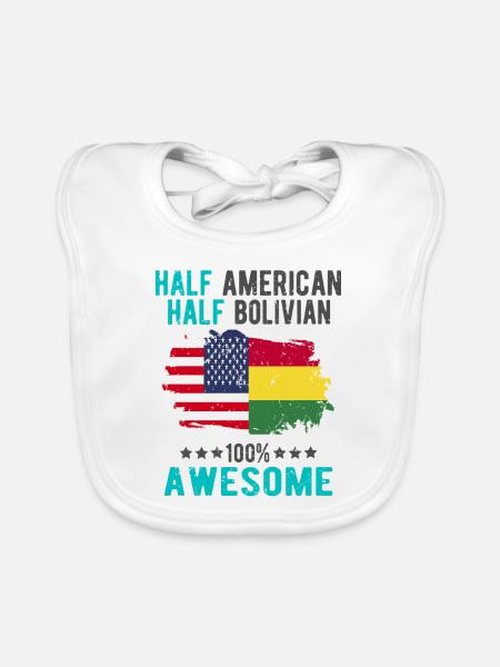 Half American Half Bolivian - Organic Baby Bibs - white - Front