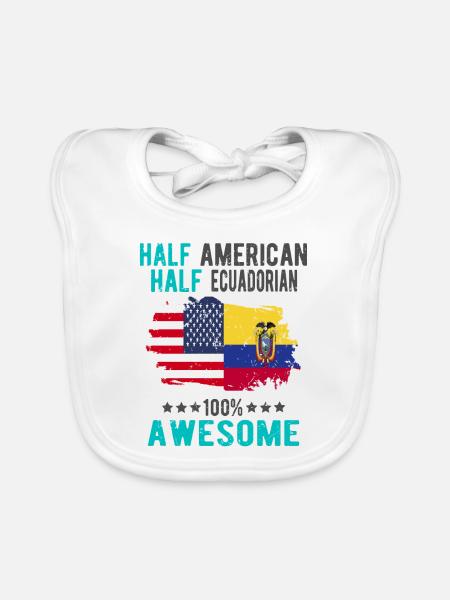 Halb Amerikaner Halb Ecuadorianer - Baby Bio-Lätzchen - Weiß - Vorne