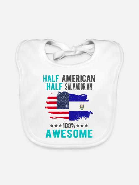 Mi-Américain, mi-Salvadorien - Bavoir bio Bébé - blanc - Devant
