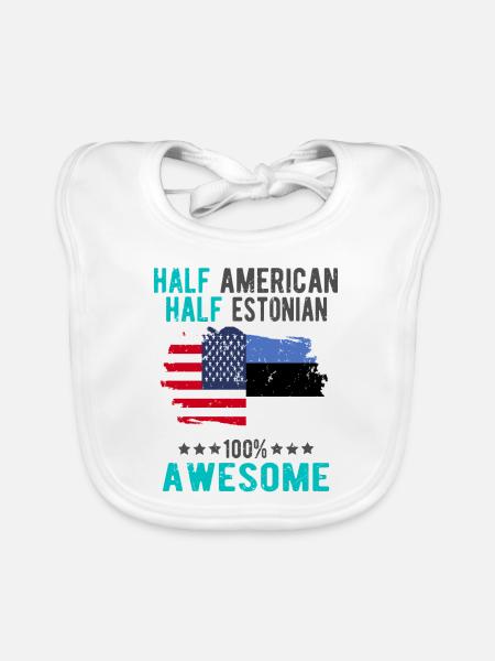 Half American Half Estonian - Organic Baby Bibs - white - Front