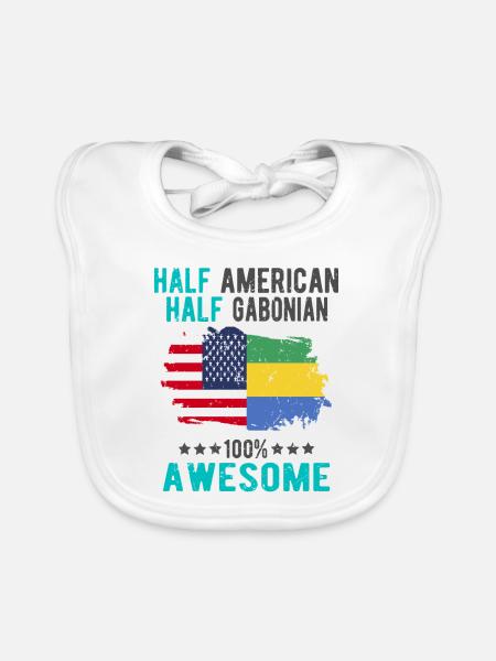 Half American Half Gabonese - Organic Baby Bibs - white - Front