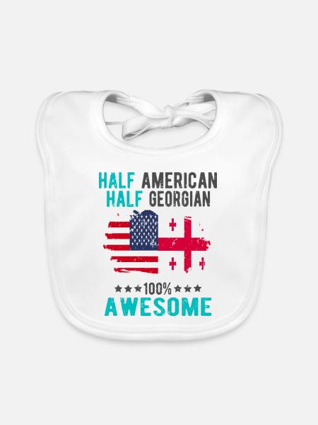 Half American Half Georgian - Organic Baby Bibs - white - Front