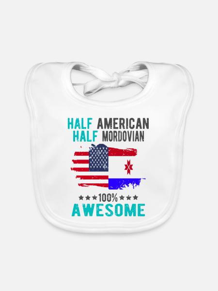 Half American Half Mordvins - Organic Baby Bibs - white - Front