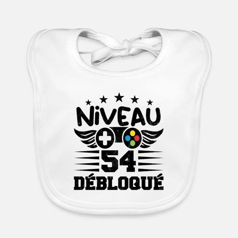 Niveau 54 débloqué - idée cadeau anniversaire Bavoir bio Bébé
