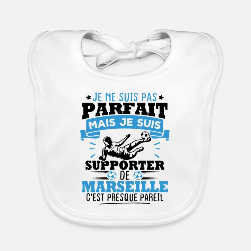 Pas parfait mais je suis supporter de marseille - Bavoir bio Bébé - blanc