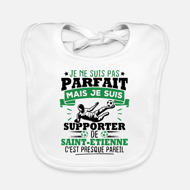 Je suis supporter de Saint Étienne - Bavoir bio Bébé - blanc